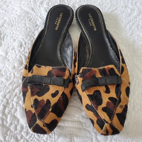 Liz Claiborne Flex Women's Leather Leopard Print Mule - Picture 2 of 7